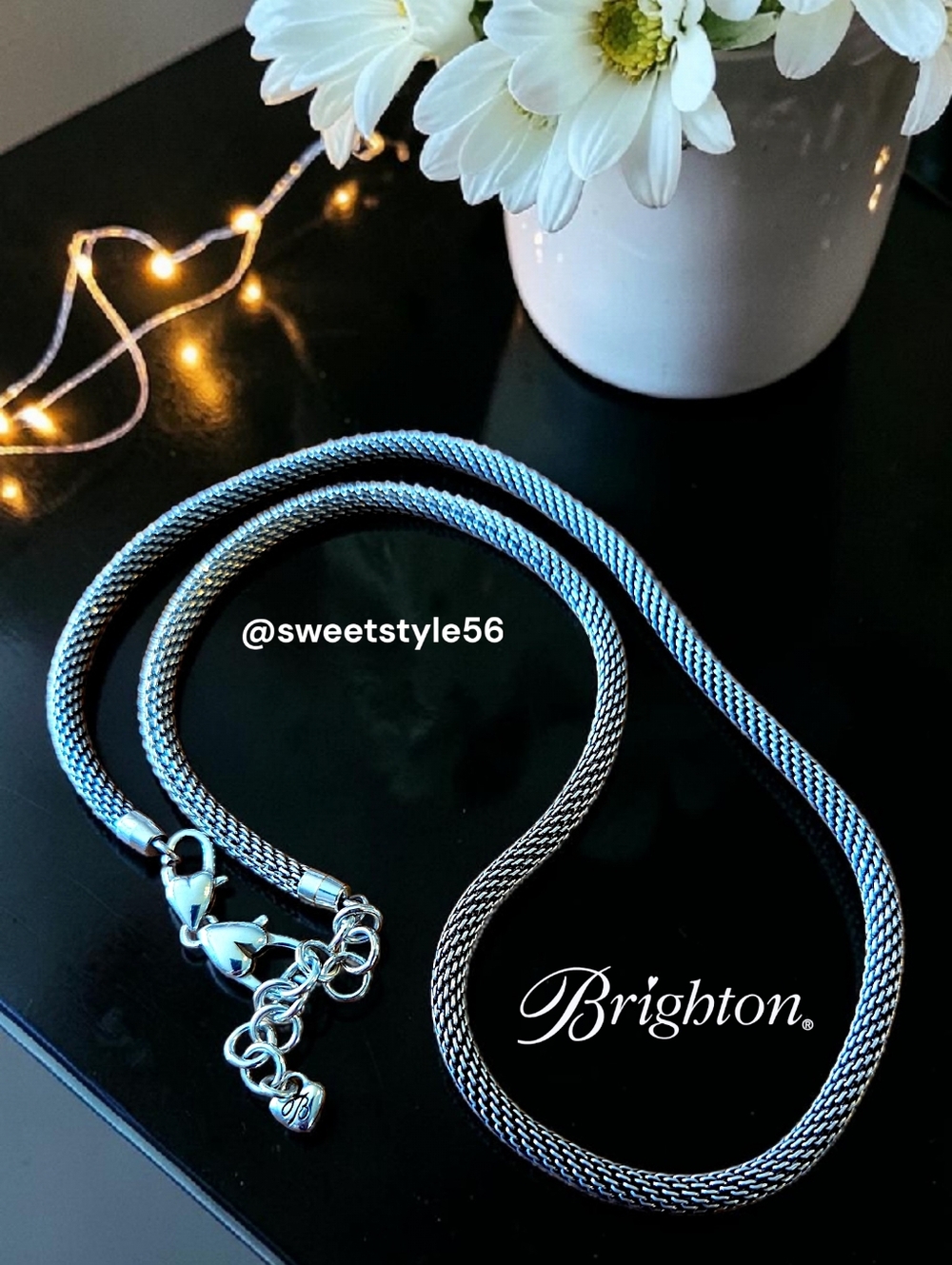 BRIGHTON "Beverly Glam" Silver Mesh Add A Charm Necklace CHIC!